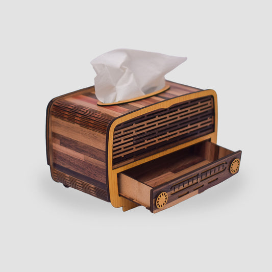 Vintage Wooden Radio Tissue Box