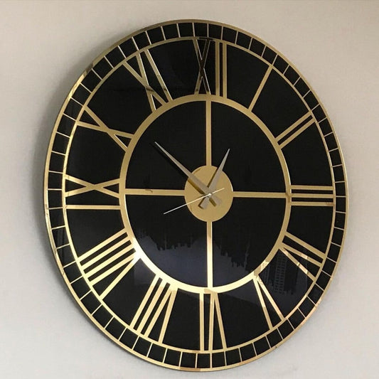 Acrylic Black & Gold Wall Clock
